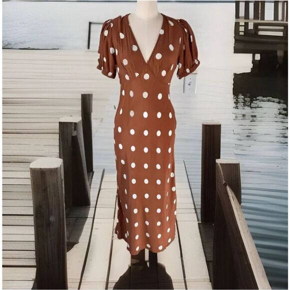 a new day Dresses & Skirts - A NEW DAY polka dot maxi dress brown sz s womens